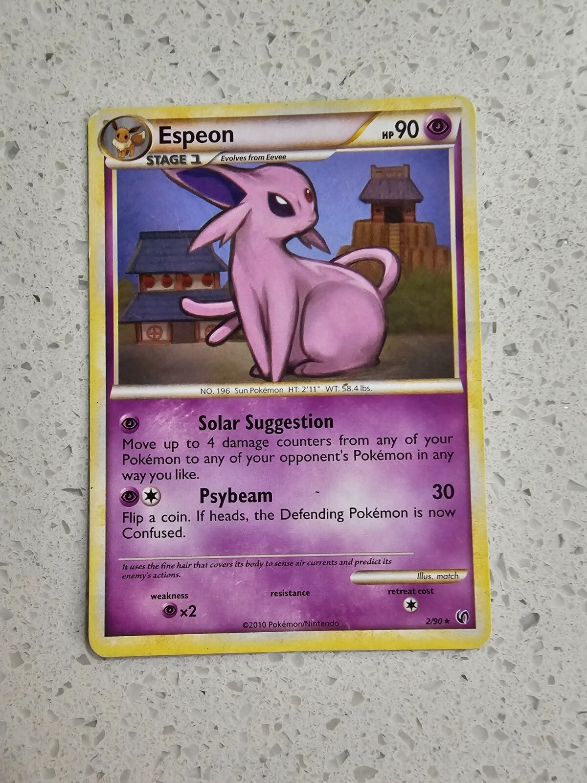Espeon 2/90 HGSS Undaunted Pokemon Card - MP Condition - Exact Card Photographed