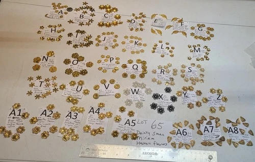 HUGE Vtg Miriam Haskell Tiny Smal Flower Brass silver Gold Gilt Findings Lot #65