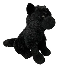 Wild Republic Black Wolf Plush Soft Fluffy Tail Stuffed Animal Toy 12" Realistic