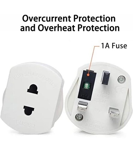 Shaver Plug Power Adapter 2 Pin To UK 3 Pin Converter Electric Toothbrush - Picture 2 of 2