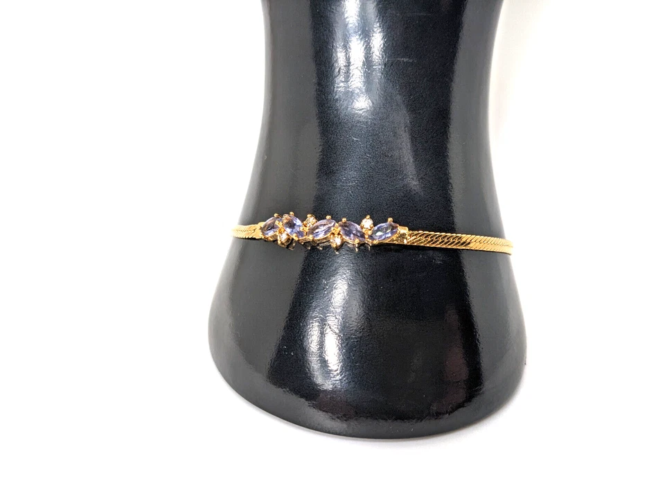 Pulsera Avon imitación tanzanita tono oro Foto 3 de 4