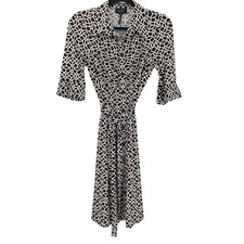 LAUNDRY SHELLI SEGAL Belted Shirt Dress Stretch Jersey Buttons Tie Waist 8 Women