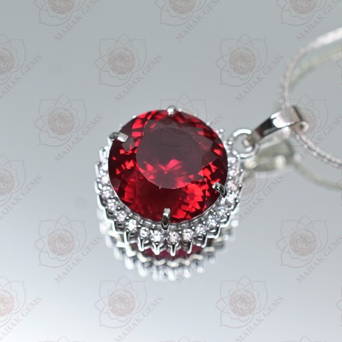 Luxury Red Ruby Pendant 29.30 Ct Certified in 925 Solid Silver – Deluxe Jewelry - Picture 10 of 10