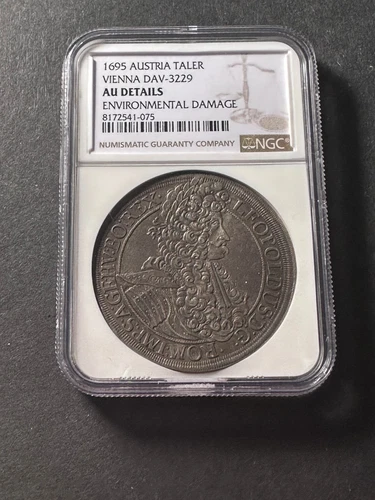 Austria 1695 taler Vienna mint Dav-3229 about uncirculated NGC AU env dmg