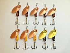 size 6, inline sonic spinners, 5 copper, 3 yellow copper blade,2 black w/ brass
