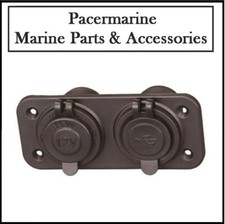 Marine IP65 2 Port USB & 12v Power Socket Boat Rv Motor Home 4 X 4