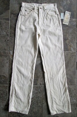 Vintage NEW MAS Corduroy Pants 12 27x31 High Waist Ivory White Straight Leg  READ