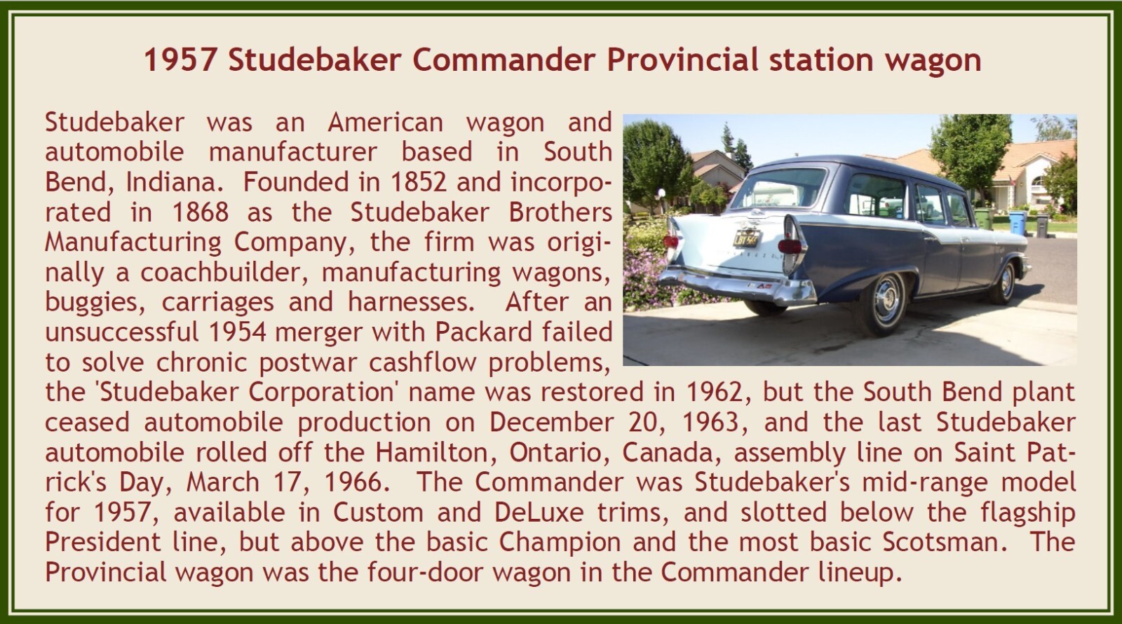 Studebaker Commander Provincial Break 1957 Esval, réplique en résine 1/43 d'exception - 4