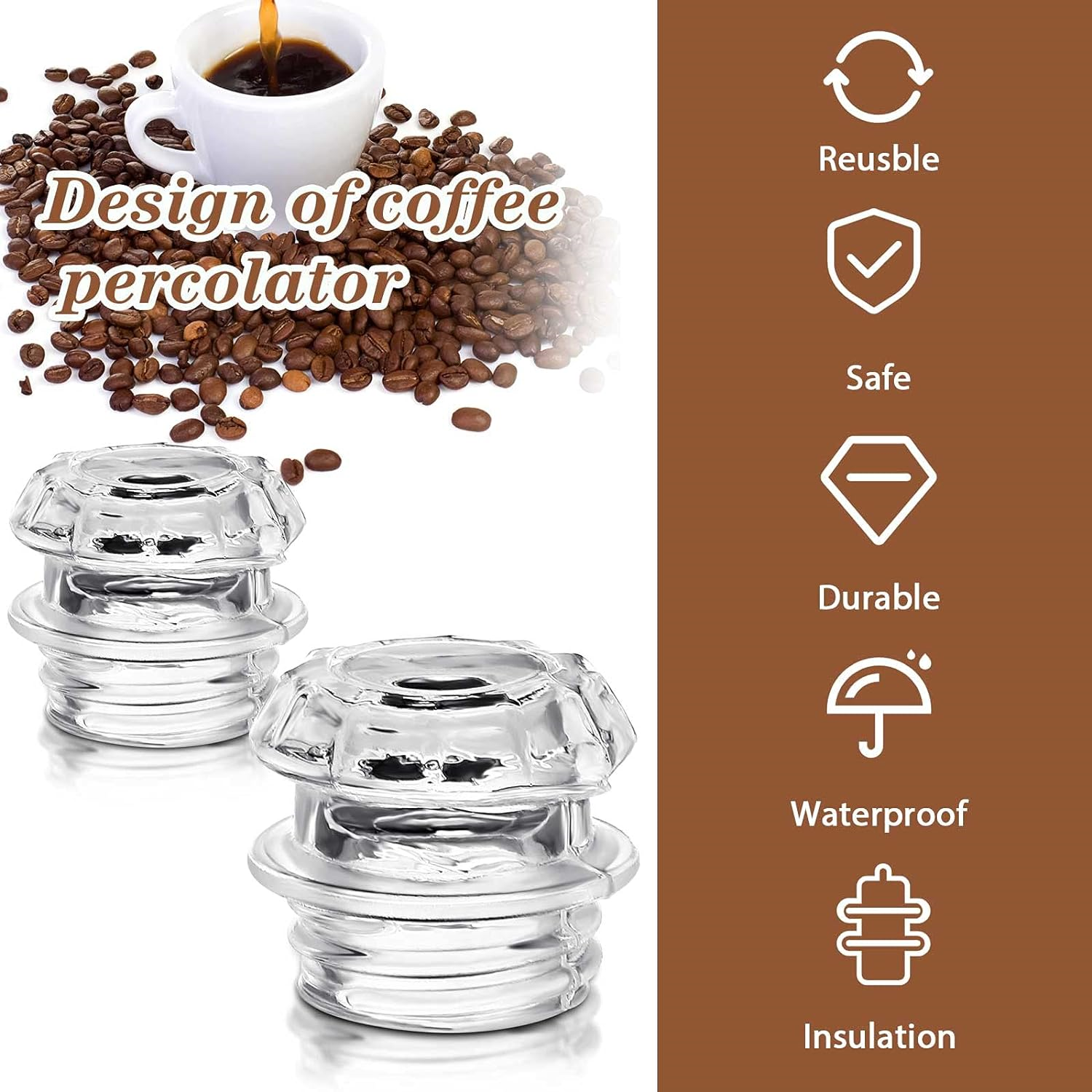 2 Pieces Coffee Percolator Glass Top Replacement Glass Coffee Filter