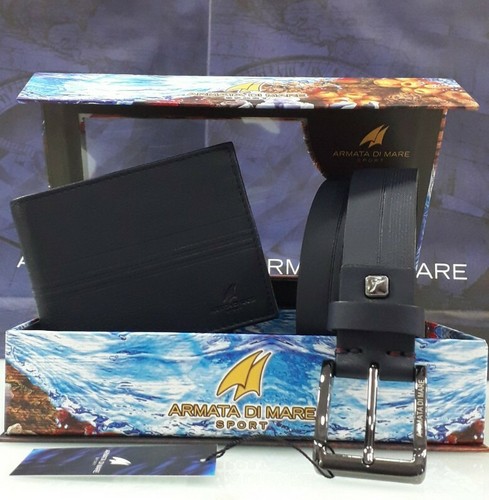 Set portafoglio + cintura uomo ARMATA DI MARE in pelle con scatola regalo |  eBay