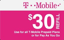 T-Mobile Prepaid 30 Refill Top-Up Prepaid Card , AIR TIME PIN / RECHARGE