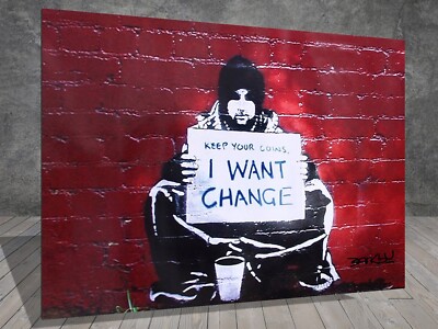 Banksy バンクシーI Want Change アートパネル s-l400.jpg