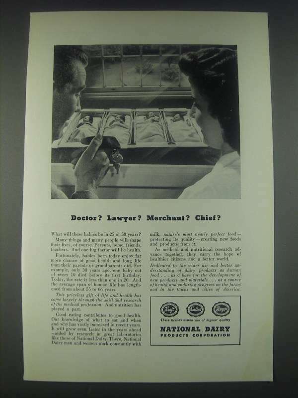 1947 National Dairy Products Corporation Ad Doctor? Lawyer? Merchant