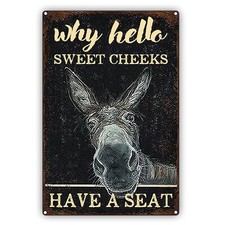 Why Hello Sweet Cheeks Vintage Sign Have A Seat Wall D cor Aluminum Metal Sign