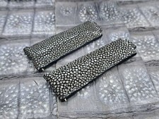 20mm/16mm Polished Stingray Leather Watch Band Pearls Exotic Leather