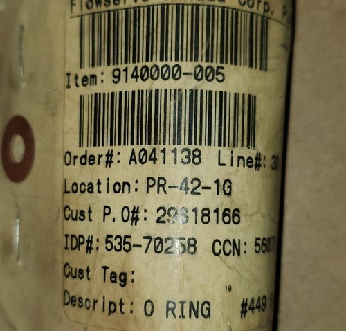 Flowserve Pump Seal Item# 9140000-005 O-RING #449 BUNA-N Pack of 10 - Picture 4 of 7