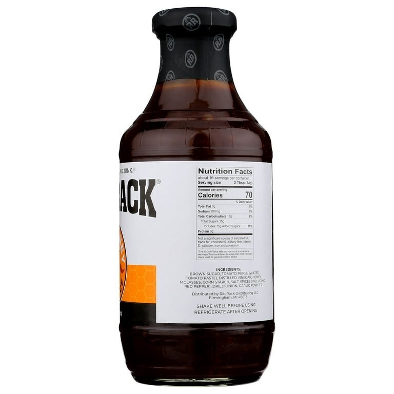 Rib Rack Hot Honey BBQ Barbecue Sauce, 19oz