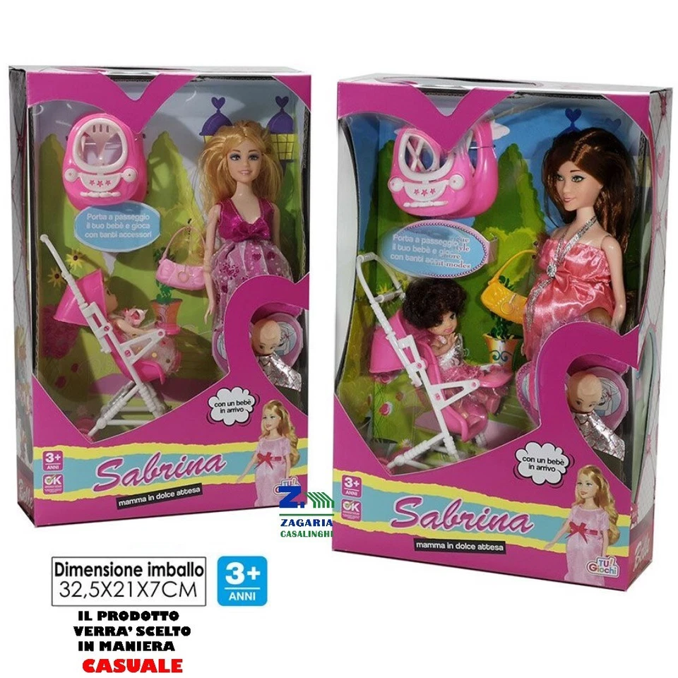 GENERAL TRADE SPA BAMBOLA SABRINA MAMMA IN DOLCE ATTESA CON PASSEGGINO X BAMBINE +3 ANNI