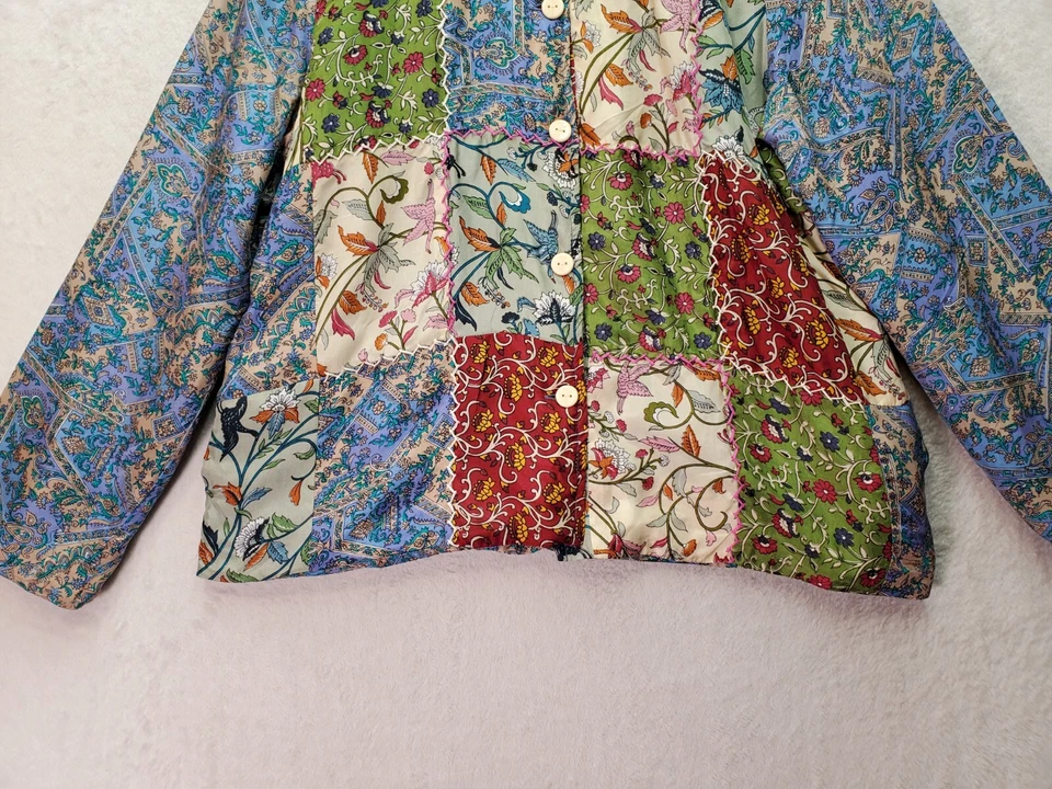 Vintage Hearts Of Palm Blazer Women Size 14 Multi Floral Long Sleeve Button Down - Image 3 of 4