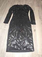 Size 8 Missguided Bodycon Midi Length Sequin Dress, Black