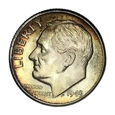 1949-D F.B. 10C Roosevelt Dime Toned BU #