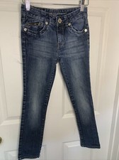 Guess Jeans Girls SZ 10 Straight Leg Denim Jeans W/Zipper And Ribbons Accents