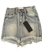 One Teaspoon Girls Size 7 - 8 Blue Denim Frayed Hem Mini Skirt - New