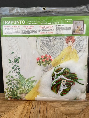 TRAPUNTO Kit cucitura trapuntatura e crewel pomeriggio estivo 7391 raro 1977 - Foto 5 di 5
