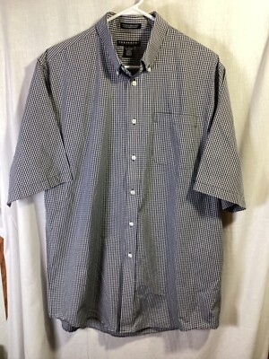 Consensus Wrinkle Resistant Black Plaid LT Polyester Blend Button Down B1