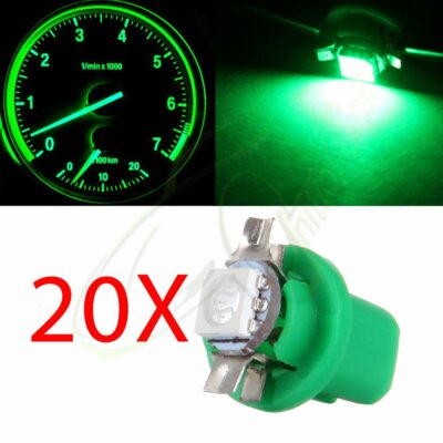 For 20X Green B8.5D 5050 Epistar SMD LED Bulbs Instrument Gauge Dash Light Lamp