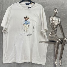 Auth.Polo Ralph Lauren Bear Captain White T-shirt XL NEW