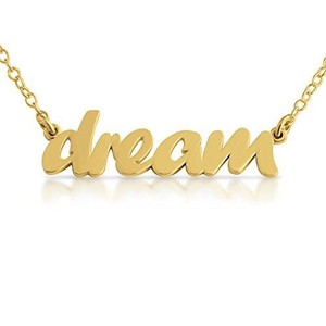 Authentic Azaggi Gold Plated Script Word DREAM Charm Pendant Necklace Women Jewelry