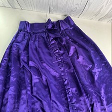Y2K Vintage Long Formal Satin Maxi Skirt Purple Ruffle Open Front XS/Small