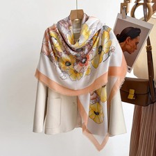 Women Floral Square Scarf Beach Shawl Wrap Printed Hijab Bandana 130x130cm