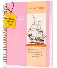 9 x 12 inches Hardcover Sketchbook for Drawing 120 Sheets 9 x 12, 2-Pink