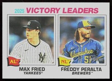 2026 Topps Heritage #5 2025 Victory Leaders (Max Fried / Freddy Peralta)
