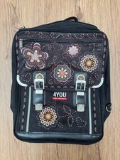 "4You" Schulrucksack Schultasche Rucksack Schulranzen Wildleder Blumen bestickt