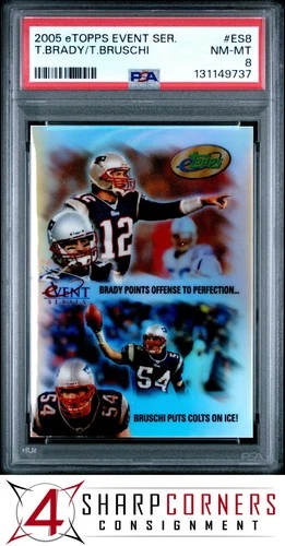 2005 eTOPPS EVENT SERIES #ES8 TOM BRADY-TEDDY BRUSCHI PSA 8