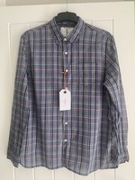 J by Jasper Conran Large Chambray Blue checked long sleeved Designer Shirt New