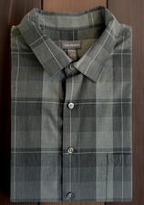 Van Heusen Shirt Men  s Size XL Black Gray Button Up Collared Pocket 17.5 Neck