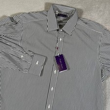 Polo Ralph Lauren Purple Label Striped Black Button Up Shirt Men's Size 17 NWT
