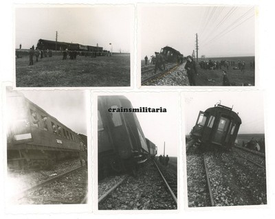 5x Orig. Foto Eisenbahn Zug Unfall nach Sprengung Partisanen in Jugoslawien 1943