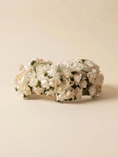 1950s Floral Crown Half Hat Ivory Rose Garland Veil Ready Vintage Bridal