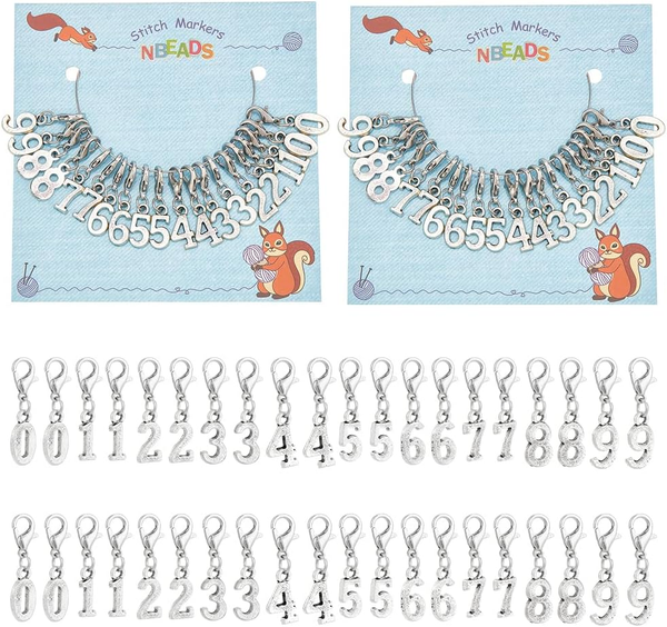 nbeads 40 Stk. 0-9 Maschenmarkierer, HäKelmarkierer Aus Legierung Abnehmbarer Ka-image