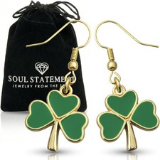St Patricks Day Shamrock Earrings Green Clover Lucky Charm Accessories