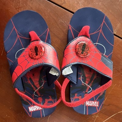 Marvel Spider-Man Boys Flip Flop Sandals Red Blue Size 11-12 Synthetic Comfort