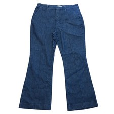 Nine West Dark Indigo Wide Leg Denim Trouser Pants 16 Corpcore Academia Twee