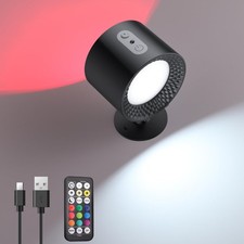 1PC Battery Operated Wall Mounted Light with Remote 9 Colors RGB Rechargeable...