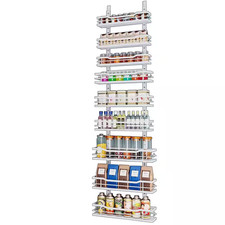 Over the Door Pantry Organizer Tool 9-Tier Adjustable Basket Metal Hanging Stora