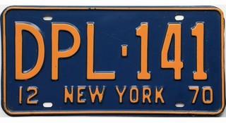 99 CENT SALE 1970 New York DIPLOMAT License Plate #DPL 141 No Reserve